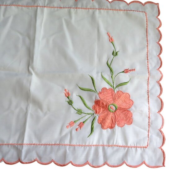 Vintage Embroidered Floral Sheer Pillow Shams Scalloped Edges Set of 2 NEW - Picture 2 of 10